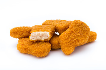Nugget chiken on the white background.