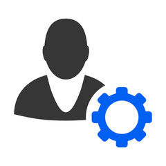 User Options Cog flat raster icon.