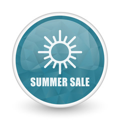 Summer sale brillant crystal design round blue web icon.