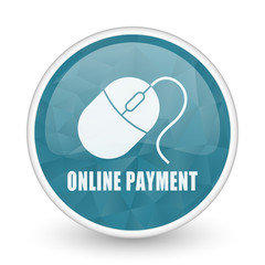 Online payment brillant crystal design round blue web icon.