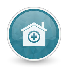 Hospital brillant crystal design round blue web icon.