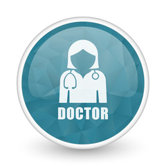 Doctor brillant crystal design round blue web icon.