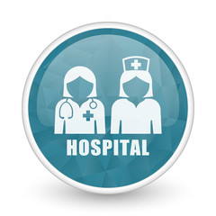 Hospital brillant crystal design round blue web icon.