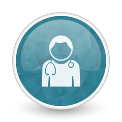 Doctor brillant crystal design round blue web icon.