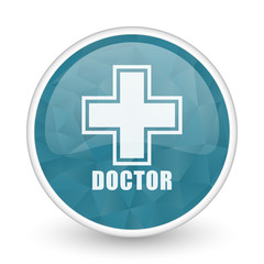 Doctor brillant crystal design round blue web icon.