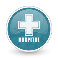 Hospital brillant crystal design round blue web icon.