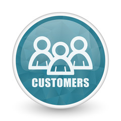 Customers brillant crystal design round blue web icon.