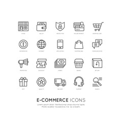 Vector icon style illustration logo thin line shipping services and facilities online shopping, delivery and returns, e-commerce and m-payment concept