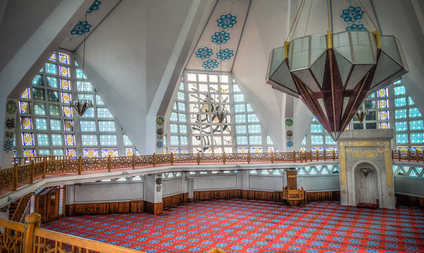 Akcakoca, Turkey - January 20, 2013: Interior of Akcakoca Merkez Camii (central grand mosque) 