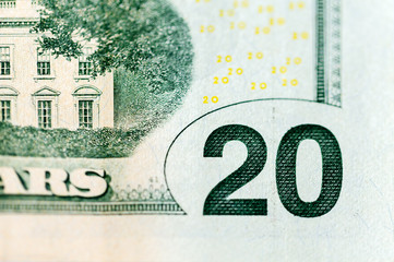 Twenty dollar bill detail..