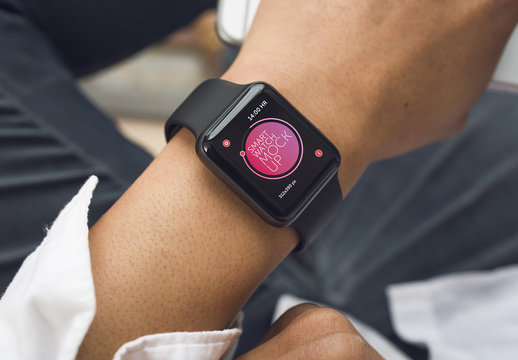 Close View Mockup of User's Smartwatch 5