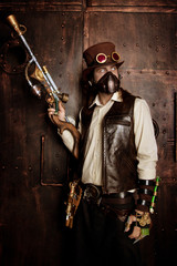 Naklejka premium Man in Steampunk style