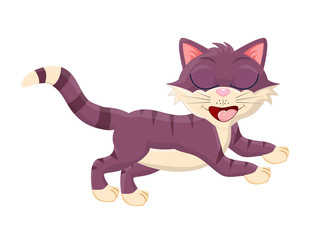 cartoon cat with closed eyes vector symbol icon design.