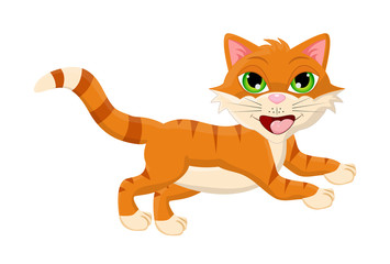 cartoon jumping cat  vector symbol icon design.