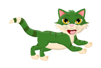 cartoon jumping cat  vector symbol icon design.
