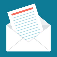 flat envelope on blue