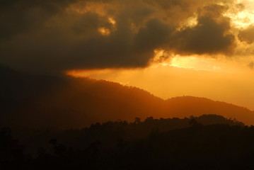 beautiful sunrise in the mountains