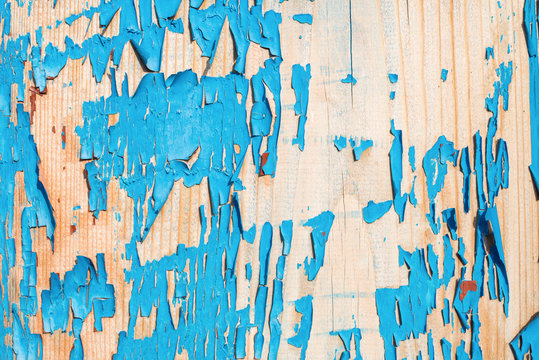 Old wooden board painted in blue