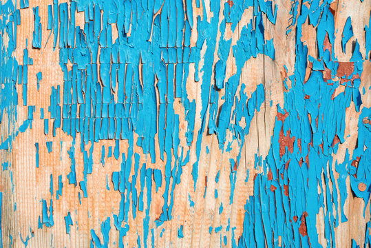 Old wooden board painted in blue