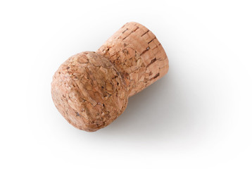 Wine cork on white isolated background, object