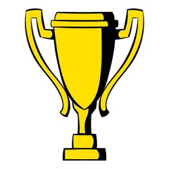 Golden trophy cup icon, icon cartoon