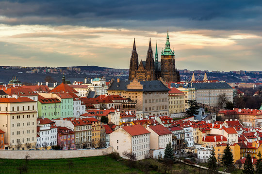 Prague castle and St. Vitus Cathedral. Czechia