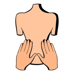 Back massage icon, icon cartoon