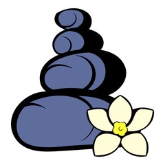 Zen basalt stones icon, icon cartoon