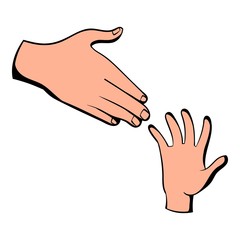 Helping hands icon, icon cartoon
