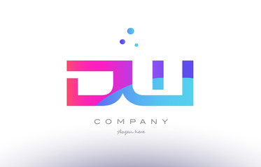 Obraz premium dw d w creative pink blue modern alphabet letter logo icon template