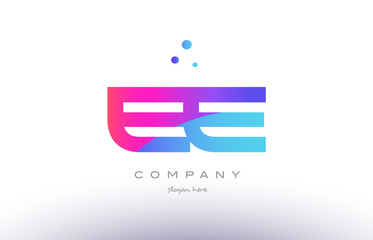 ee e e  creative pink blue modern alphabet letter logo icon template