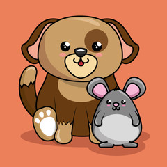 cute animals characters kawaii style vector illustration design