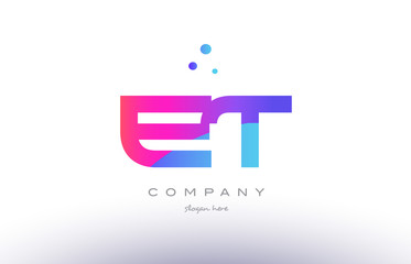 et e t  creative pink blue modern alphabet letter logo icon template