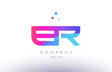 er e r  creative pink blue modern alphabet letter logo icon template