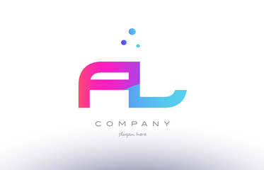 fl f l  creative pink blue modern alphabet letter logo icon template
