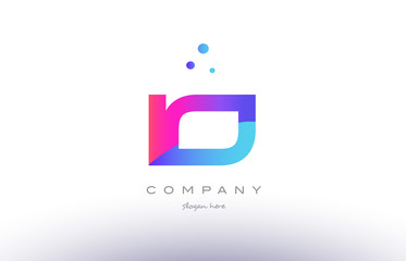 io i o  creative pink blue modern alphabet letter logo icon template