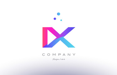 ix i x  creative pink blue modern alphabet letter logo icon template