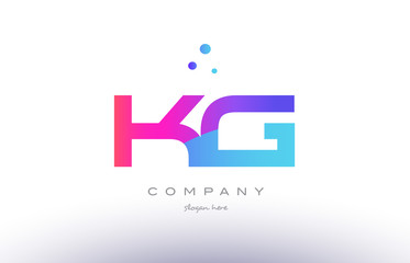 kg k g  creative pink blue modern alphabet letter logo icon template - obrazy, fototapety, plakaty
