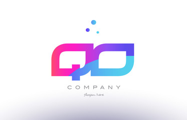 qo q o  creative pink blue modern alphabet letter logo icon template