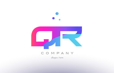 qr q r  creative pink blue modern alphabet letter logo icon template