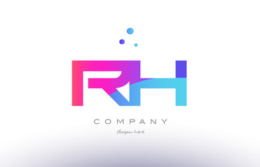 rh r h  creative pink blue modern alphabet letter logo icon template