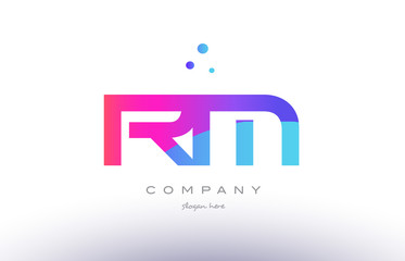 rm r m  creative pink blue modern alphabet letter logo icon template