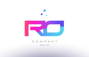 Fototapeta premium ro r o creative pink blue modern alphabet letter logo icon template