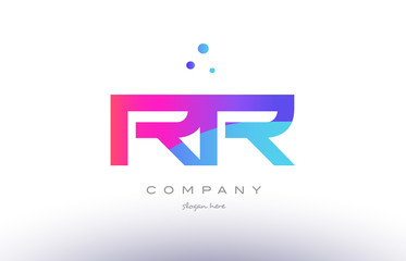 rr r  creative pink blue modern alphabet letter logo icon template