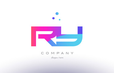 ry r y  creative pink blue modern alphabet letter logo icon template