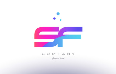 sf s f  creative pink blue modern alphabet letter logo icon template