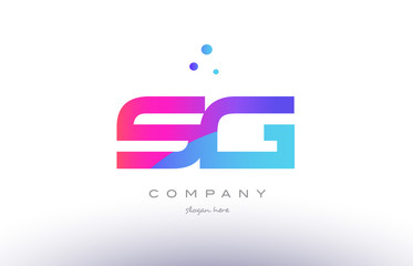 sg s g  creative pink blue modern alphabet letter logo icon template