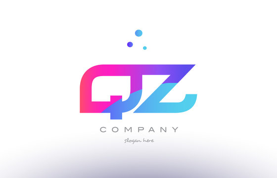 qz q z  creative pink blue modern alphabet letter logo icon template