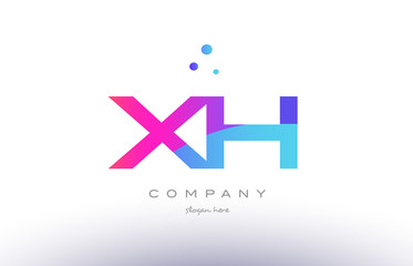 xh x h  creative pink blue modern alphabet letter logo icon template