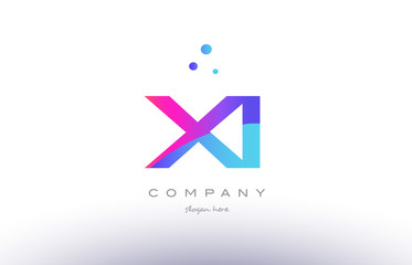 Naklejka premium xi x i creative pink blue modern alphabet letter logo icon template